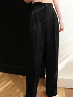 COMMENSE Long Sleeve Sets|Pants^Middle Waist Pleated Tape Pants Red
