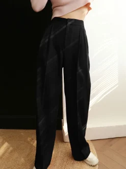 COMMENSE Long Sleeve Sets|Pants^Middle Waist Pleated Tape Pants Red