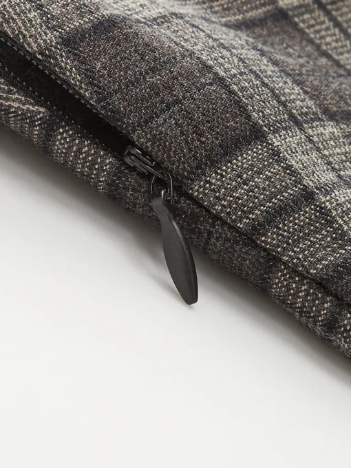 COMMENSE Skirts|Bottoms^Mid-Waist Checked Pleated Skirt With Belt Grey