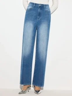 COMMENSE Denim|Bottoms^Mid-Waist Denim Jeans Blue