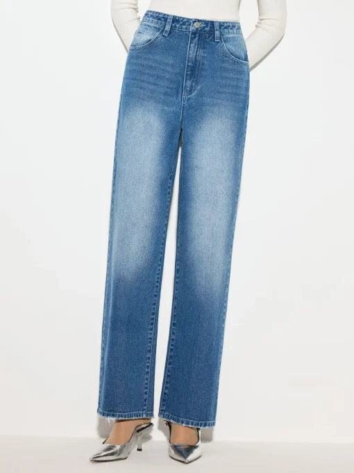 COMMENSE Denim|Bottoms^Mid-Waist Denim Jeans Blue