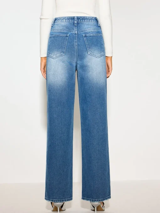 COMMENSE Denim|Bottoms^Mid-Waist Denim Jeans Blue