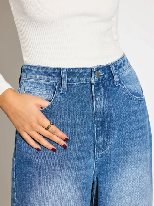 COMMENSE Denim|Bottoms^Mid-Waist Denim Jeans Blue