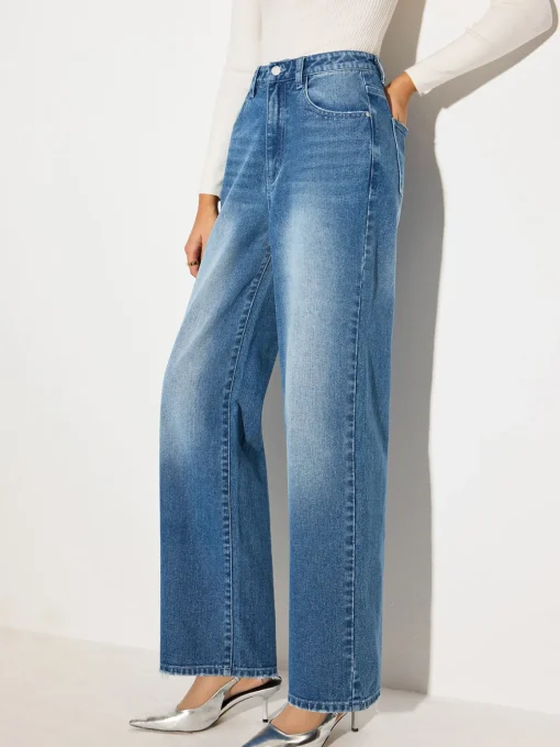 COMMENSE Denim|Bottoms^Mid-Waist Denim Jeans Blue
