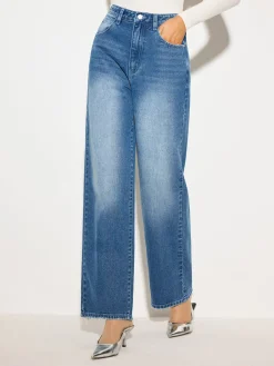 COMMENSE Denim|Bottoms^Mid-Waist Denim Jeans Blue