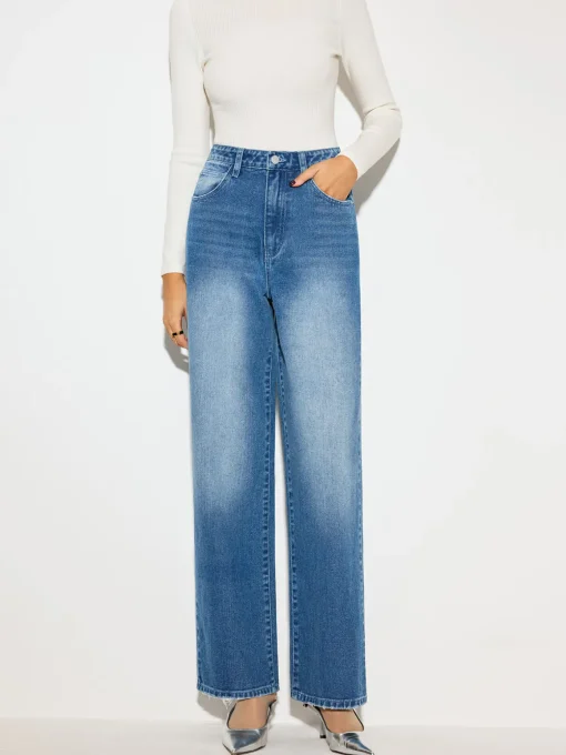 COMMENSE Denim|Bottoms^Mid-Waist Denim Jeans Blue