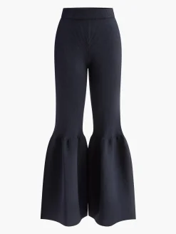 COMMENSE Knitwear|Bottoms^Mid-Waist Ruffle Sweater Pants Navy