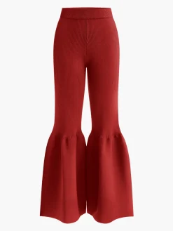 COMMENSE Knitwear|Bottoms^Mid-Waist Ruffle Sweater Pants Navy