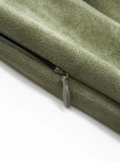 COMMENSE Bottoms^Mid-Waist Suede Pleated Hip-Covering Skirt ArmyGreen