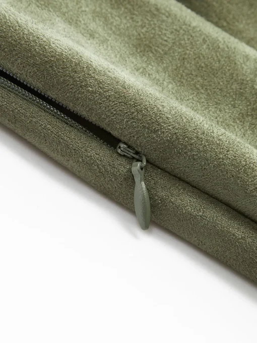 COMMENSE Bottoms^Mid-Waist Suede Pleated Hip-Covering Skirt ArmyGreen