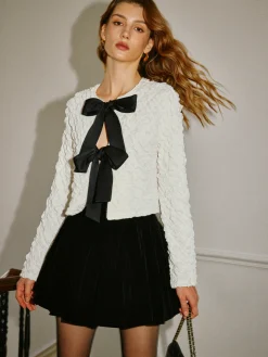 COMMENSE Bottoms^Mid-Waist Umbrella Shape Pleated Skirt Black