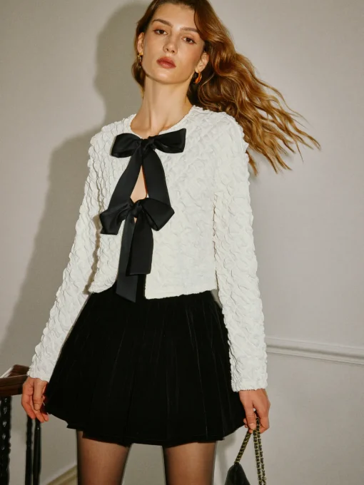 COMMENSE Bottoms^Mid-Waist Umbrella Shape Pleated Skirt Black