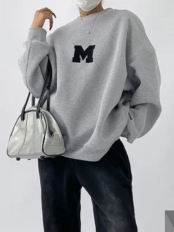 COMMENSE Sweatshirts & Hoodies|Tops^Minimalism Oversized Sweatshirt Grey