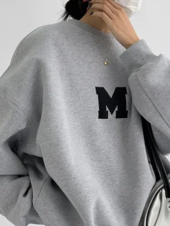 COMMENSE Sweatshirts & Hoodies|Tops^Minimalism Oversized Sweatshirt Grey