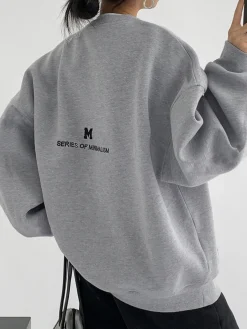 COMMENSE Sweatshirts & Hoodies|Tops^Minimalism Oversized Sweatshirt Grey