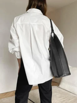 COMMENSE Blouses & Shirts|Tops^Minimalist Button Down Shirt White