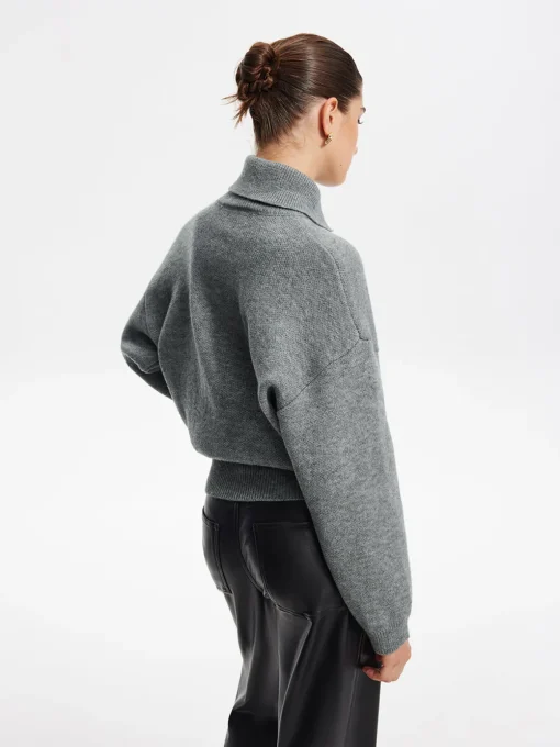 COMMENSE Sweater Tops|Sweaters & Cardigans^Minimalist Button Turtleneck Sweater Grey