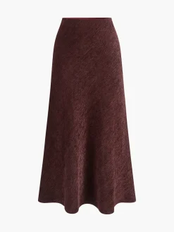 COMMENSE Skirts|Bottoms^Minimalist Corduroy Draped Skirt Burgundy