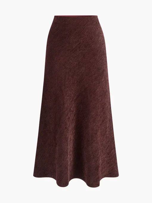 COMMENSE Skirts|Bottoms^Minimalist Corduroy Draped Skirt Burgundy