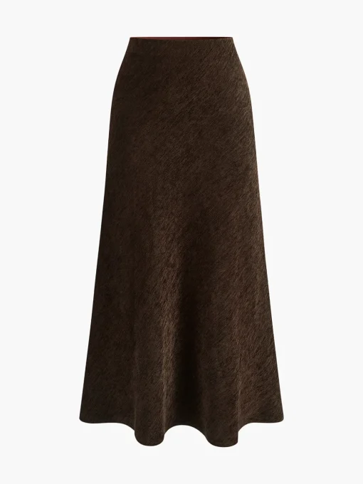 COMMENSE Skirts|Bottoms^Minimalist Corduroy Draped Skirt Burgundy