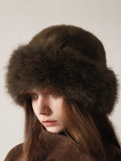 COMMENSE Hair Claws & Hats|Accessories^Minimalist Fuzzy Bucket Hat Brown
