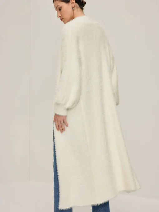 COMMENSE Cardigans|Sweaters & Cardigans^Minimalist Fuzzy Long Cardigan Off-White