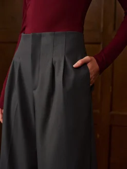 COMMENSE Bottoms^Minimalist High-Waist Wide-Leg Pants Grey