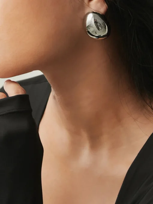 COMMENSE Earrings|Accessories^Minimalist Oval Stud Earrings Silver