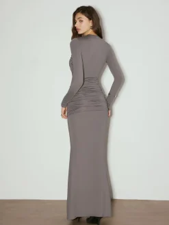 COMMENSE Casual Dresses|Cocktail & Party Dresses^Minimalist Pleated Hip-Covering Dress Grey