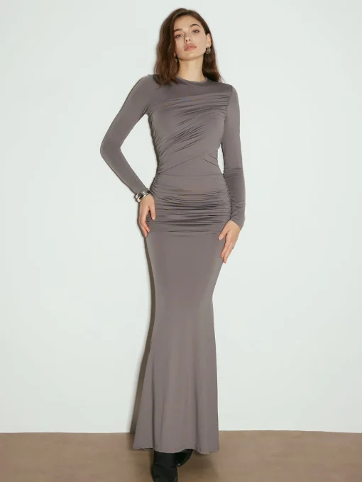 COMMENSE Casual Dresses|Cocktail & Party Dresses^Minimalist Pleated Hip-Covering Dress Grey