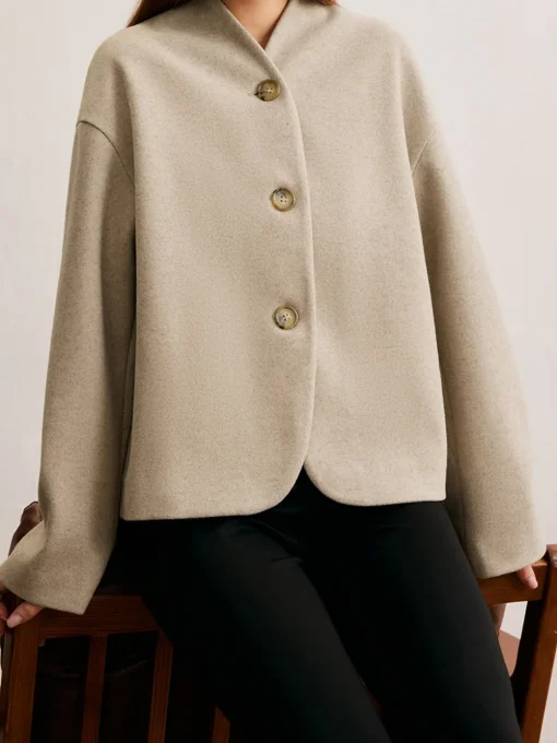 COMMENSE Cardigans|Outerwear^Minimalist Regular Fit Button Cardigan Khaki