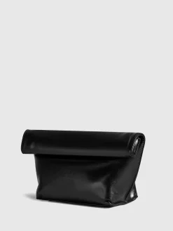 COMMENSE Bags|Accessories^Minimalist Rolled Edge Envelope Clutch Bag Black