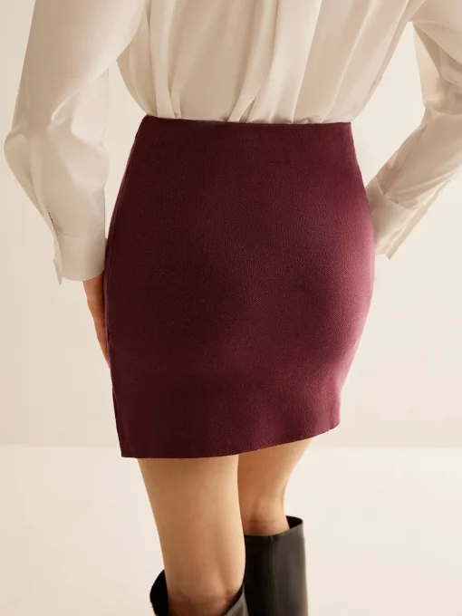 COMMENSE Skirts|Knitwear^Minimalist Slim Sweater Mini Skirt Burgundy
