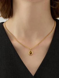 COMMENSE Necklaces|Accessories^Minimalist Tiger Eye Pendant Necklace Gold