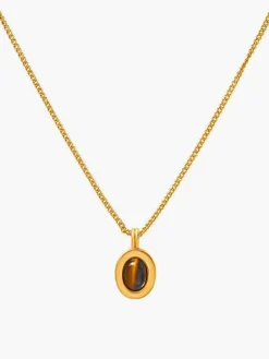 COMMENSE Necklaces|Accessories^Minimalist Tiger Eye Pendant Necklace Gold