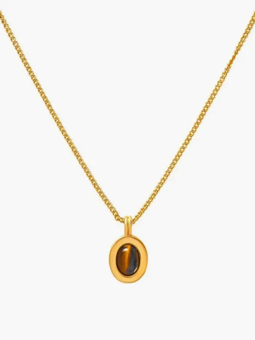 COMMENSE Necklaces|Accessories^Minimalist Tiger Eye Pendant Necklace Gold