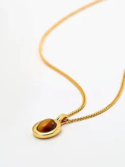 COMMENSE Necklaces|Accessories^Minimalist Tiger Eye Pendant Necklace Gold