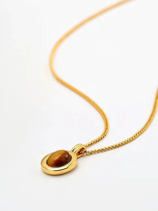 COMMENSE Necklaces|Accessories^Minimalist Tiger Eye Pendant Necklace Gold