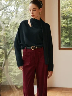 COMMENSE Sweater Tops|Sweaters & Cardigans^Minimalist Wool-Blend Scarf Sweater Black