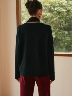 COMMENSE Sweater Tops|Sweaters & Cardigans^Minimalist Wool-Blend Scarf Sweater Black