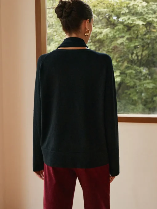 COMMENSE Sweater Tops|Sweaters & Cardigans^Minimalist Wool-Blend Scarf Sweater Black