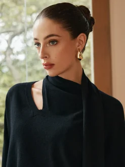 COMMENSE Sweater Tops|Sweaters & Cardigans^Minimalist Wool-Blend Scarf Sweater Black