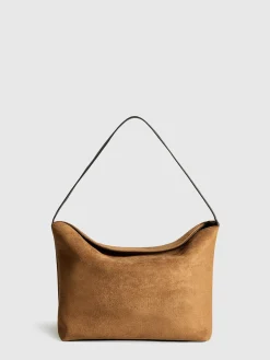 COMMENSE Bags|Accessories^Minimalist Zipper Pillow Shoulder Bag Brown
