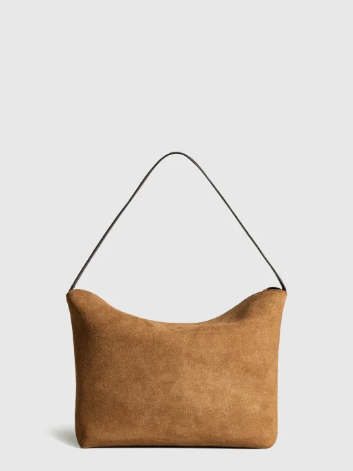 COMMENSE Bags|Accessories^Minimalist Zipper Pillow Shoulder Bag Brown