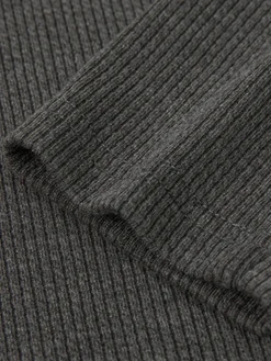 COMMENSE T-shirts|Tops^Mock Neck Ribbed Embroidered Trim T-Shirt Grey