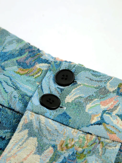 COMMENSE Shorts|Bottoms^Monet Garden High Waist Shorts Blue