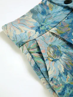 COMMENSE Shorts|Bottoms^Monet Garden High Waist Shorts Blue