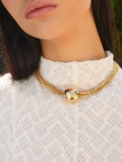 COMMENSE Accessories^Multi-Chain Glossy Ball Choker Gold