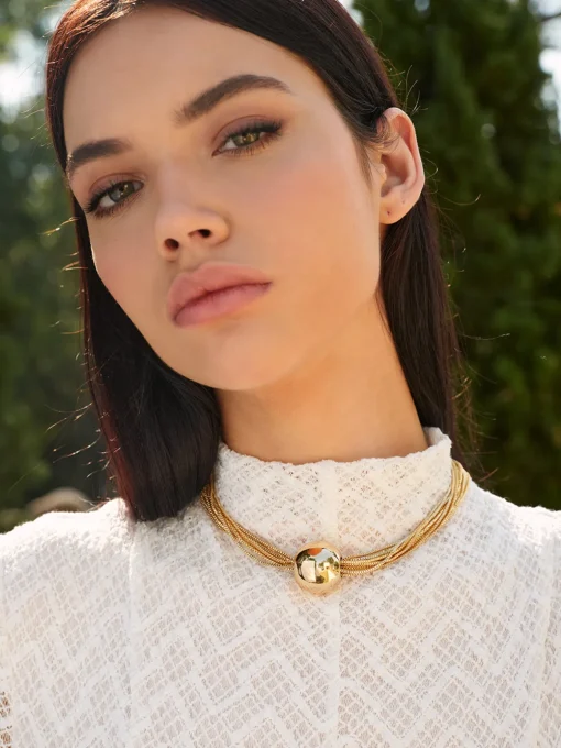 COMMENSE Accessories^Multi-Chain Glossy Ball Choker Gold