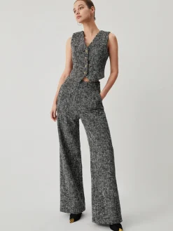 COMMENSE Pants|Matching Sets^Old Money Tweed Straight Leg Pocket Pants Black